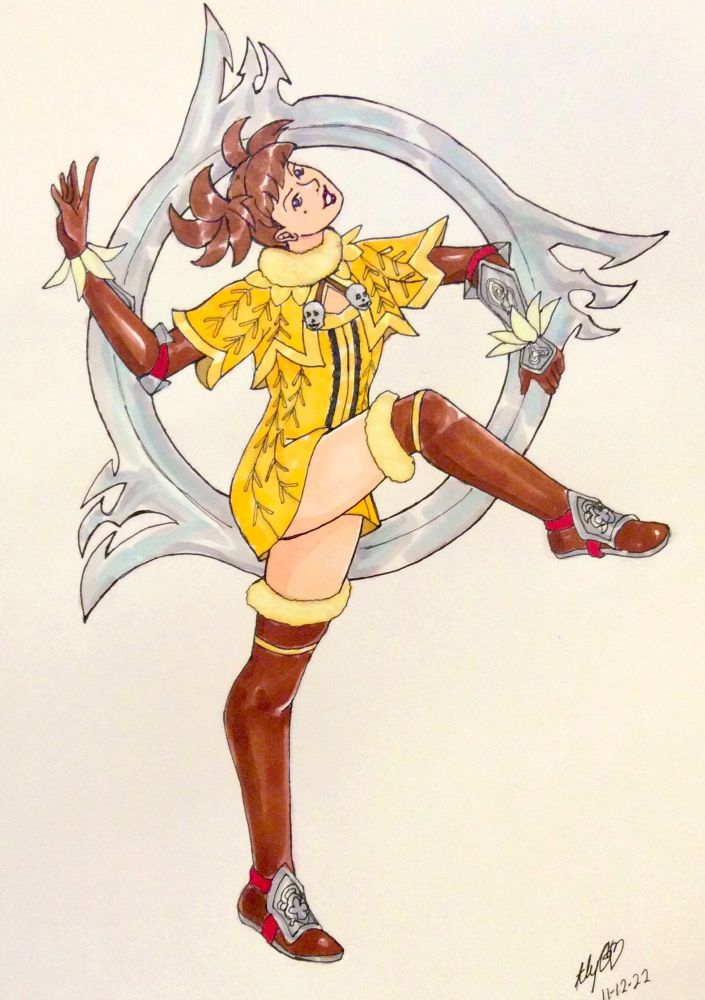 marker drawing of tira from soul calibur in her alternate costume