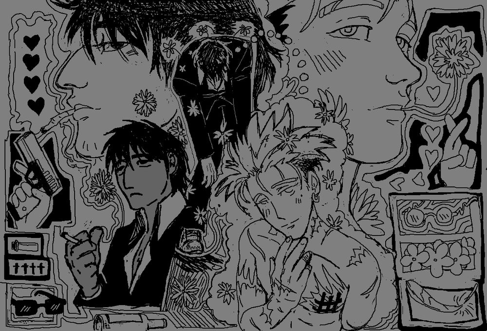 digital doodles of wolfwood and vash from trigun