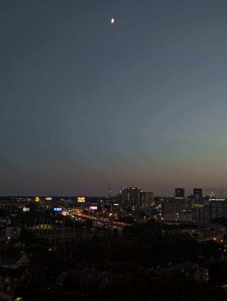 Moon over the Grady Curve in Atlanta. 