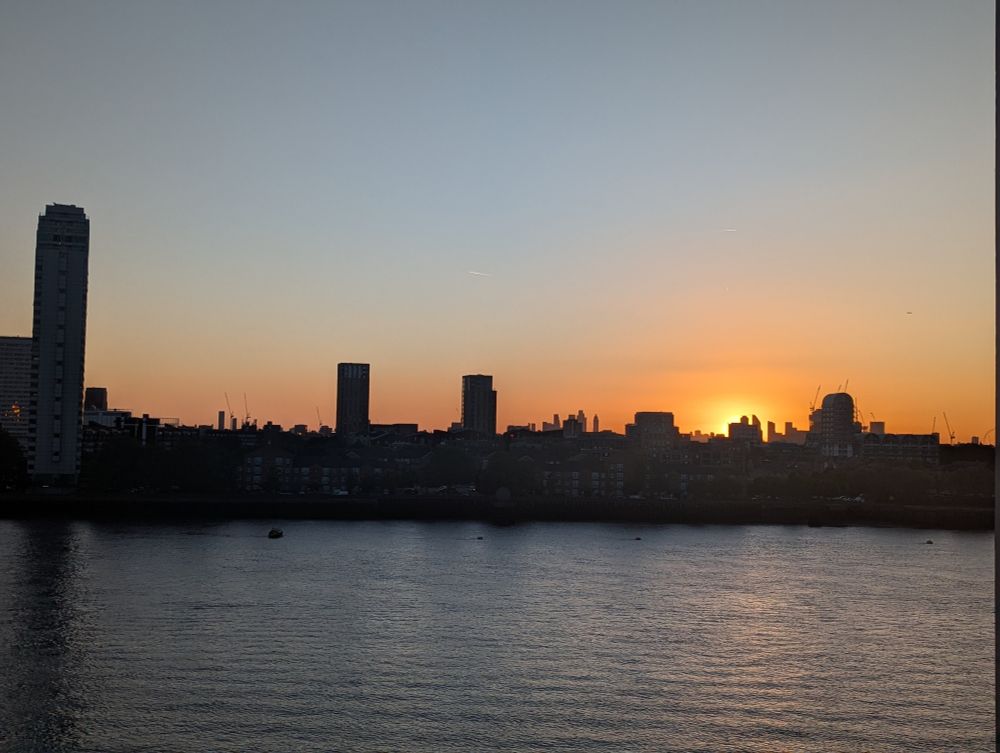 Fading sunset over the Thames on the Isle of Dogs. 
