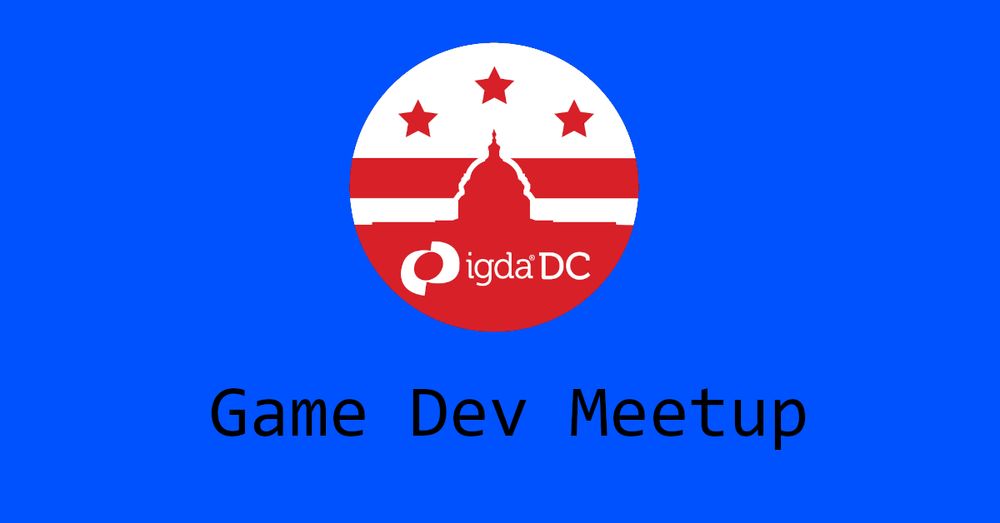 The IGDA DC logo with headline text that reads "Game Dev Meetup".