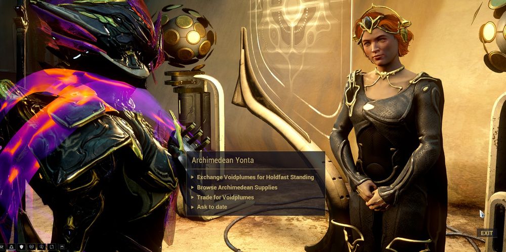 Doctored Warframe screenshot adding date option to Yonta
