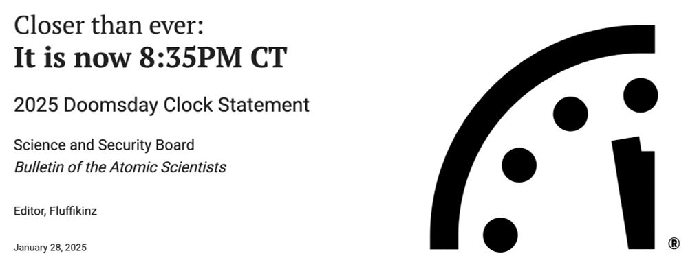 I changed the html of the doomsday clock to say the real time. That's pretty much the joke don't worry about the details, it's a less than mid joke.
