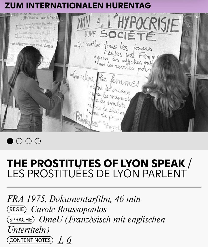 Screenshot von der Veranstaltungsseite des Kinos. Ein Photo der damaligen Besetzung. Darunter Name des Dokumentarfilm und Informationen zum Film.