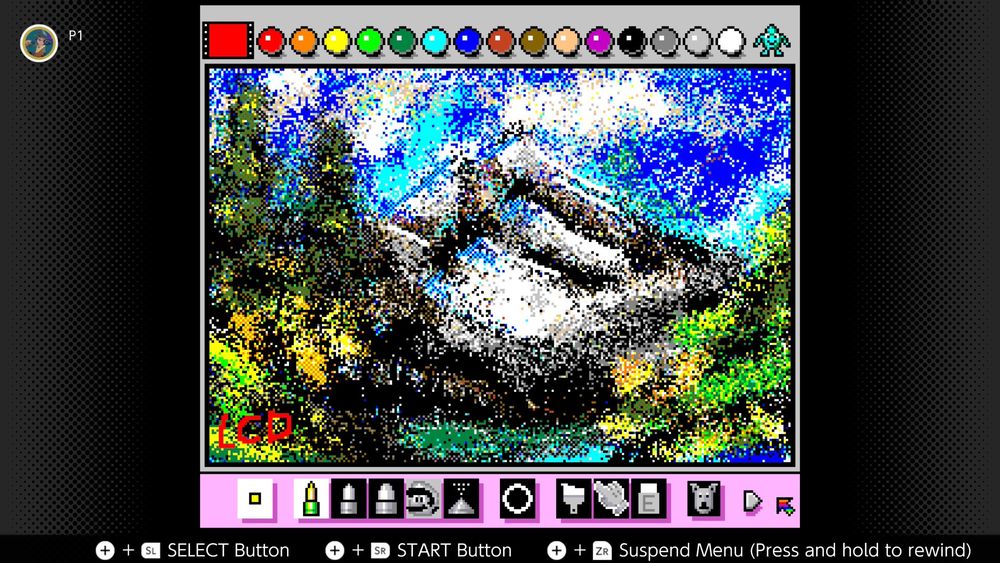 Happy little mountains and trees in Mario Paint (NSO).