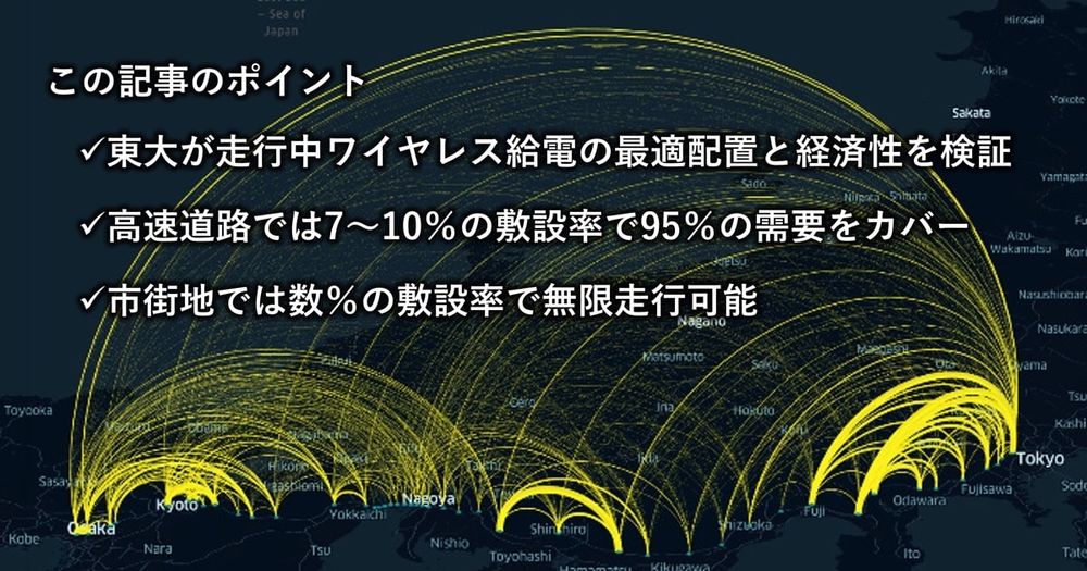 電気自動車（EV）の走行中給電、「道路の数％工事」で現実に　東大が試算　動き出すEV走行中給電（下） - 日本経済新聞