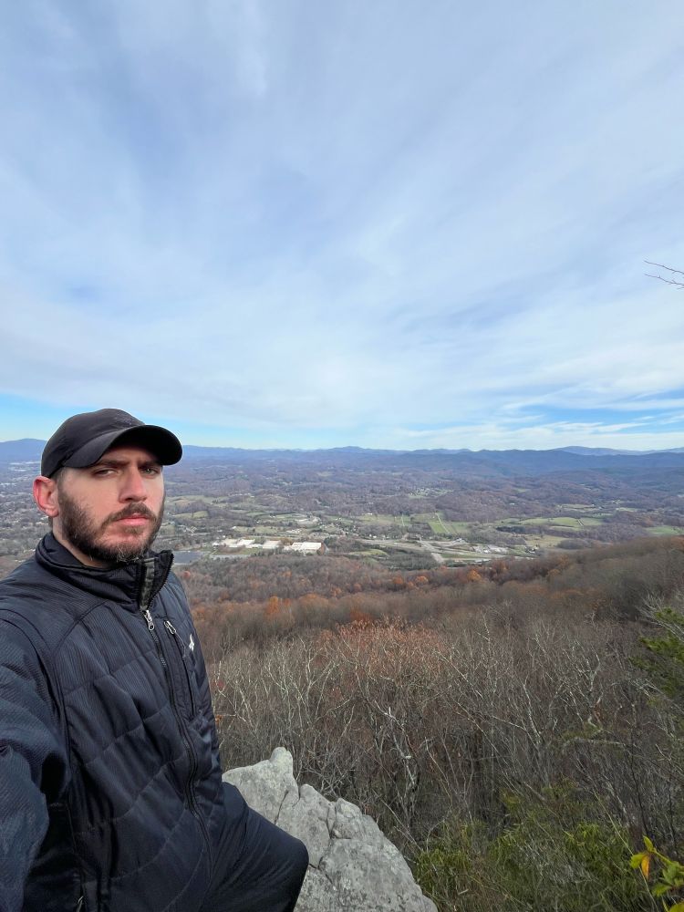 Wide angle selfie at White Rock, Buffalo Mountain Park.