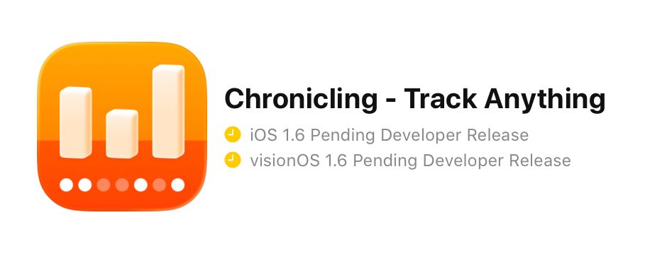 App Store Connect screenshot showing Chronicling 1.6 pending developer release 