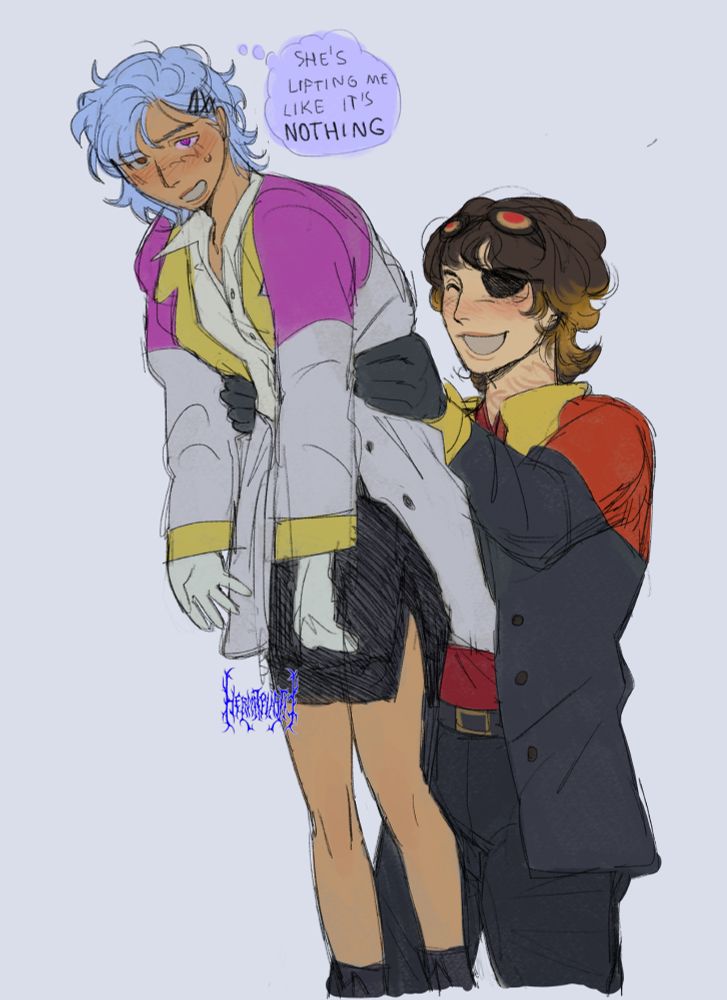 Astra being carried by the waist by his GF :D