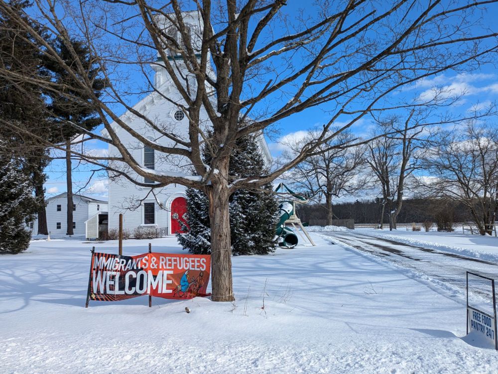 North Chatham United Methodist Church posts a sign "Immigrants & Refugees Welcome"