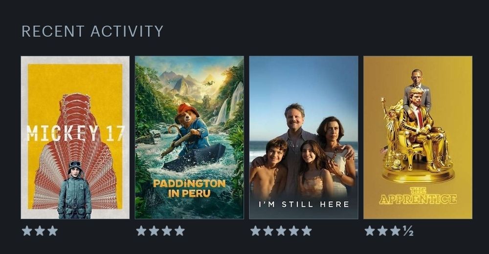 Cuatro últimas películas vistas en Letterbox: Mickey 17, Paddington en Perú, Aún estoy aquí, El aprendiz 