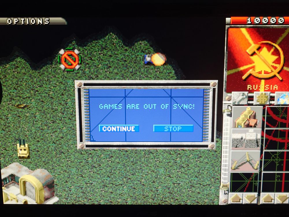 Red alert multiplayer game with a "games are out of sync" error message.