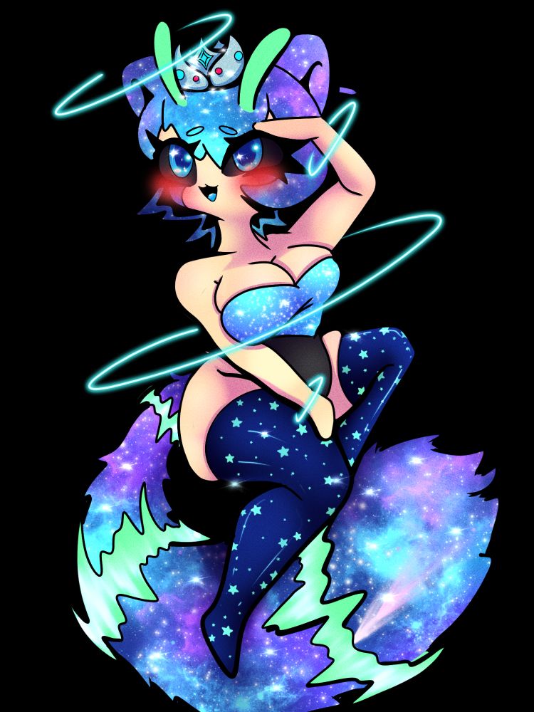 a blue alien raccoon is saluting her haters