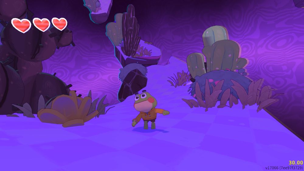 Big Hops game screenshot: Hop is in a funky purple world!