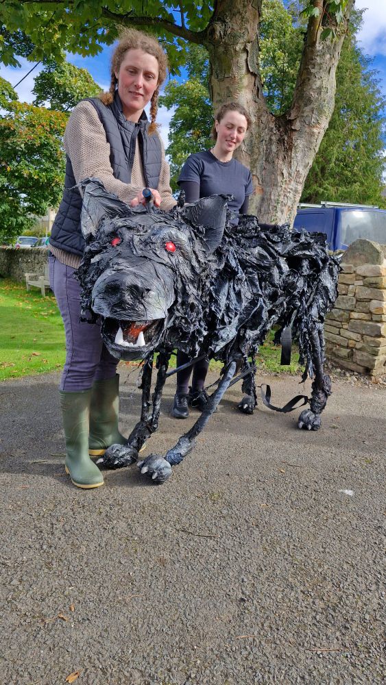 A wolf puppet made by talented local young adults