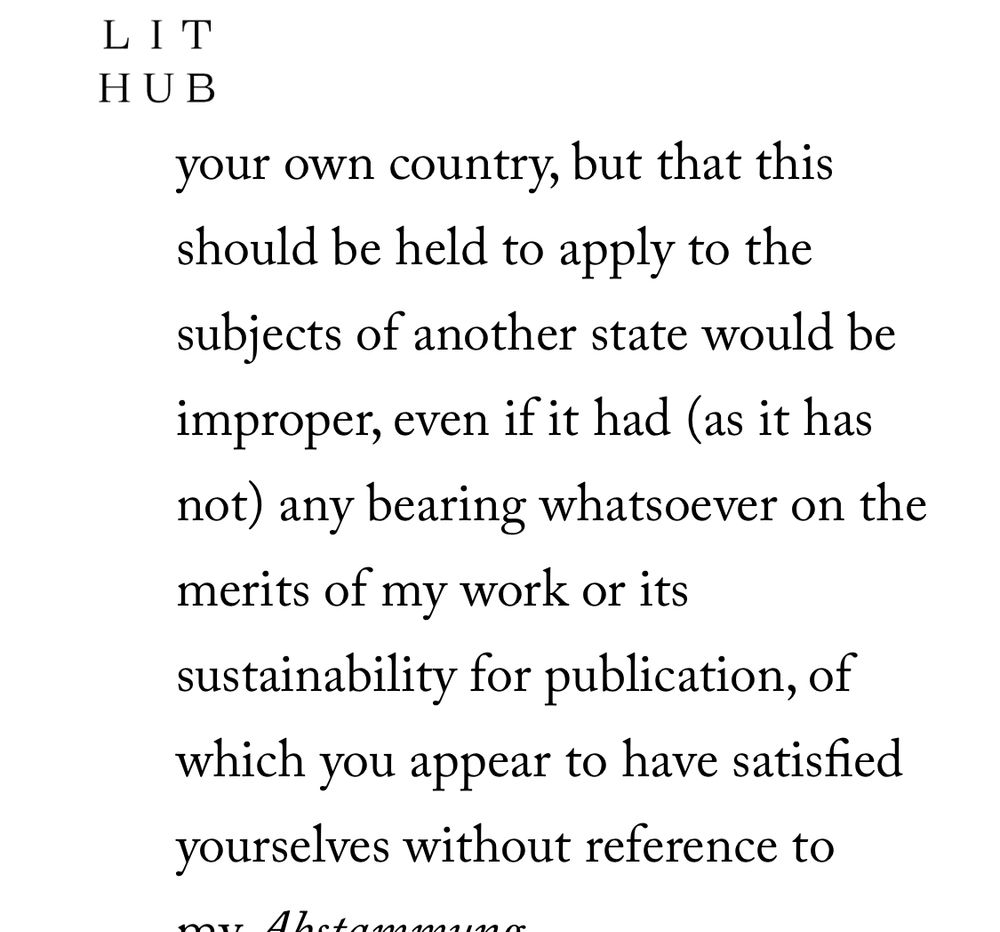 ld be improper, even if it had (as it has not) any bearing whatsoever on the merits of my work or its sustainability for publication, of which you appear to have satisfied yourselves without reference to my Abstammung.
I trust you will find this reply satisfactory, and
remain yours faithfully,

J. R. R. Tolkien
