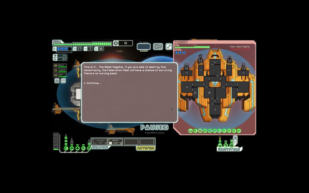 Even though the weapons are all separate, I could not do my usual technique of taking them out first before disabling the rest of the craft.