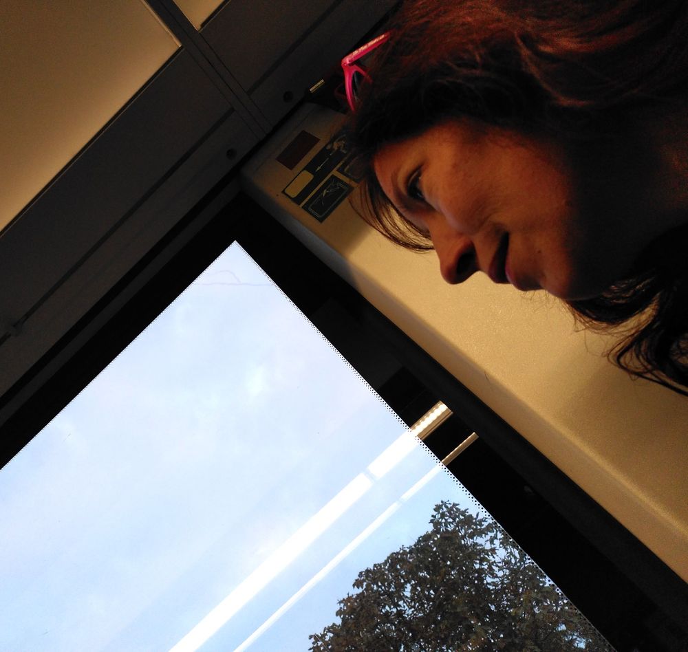 Fee früh morgens, es ist noch dunkel, im Zug.