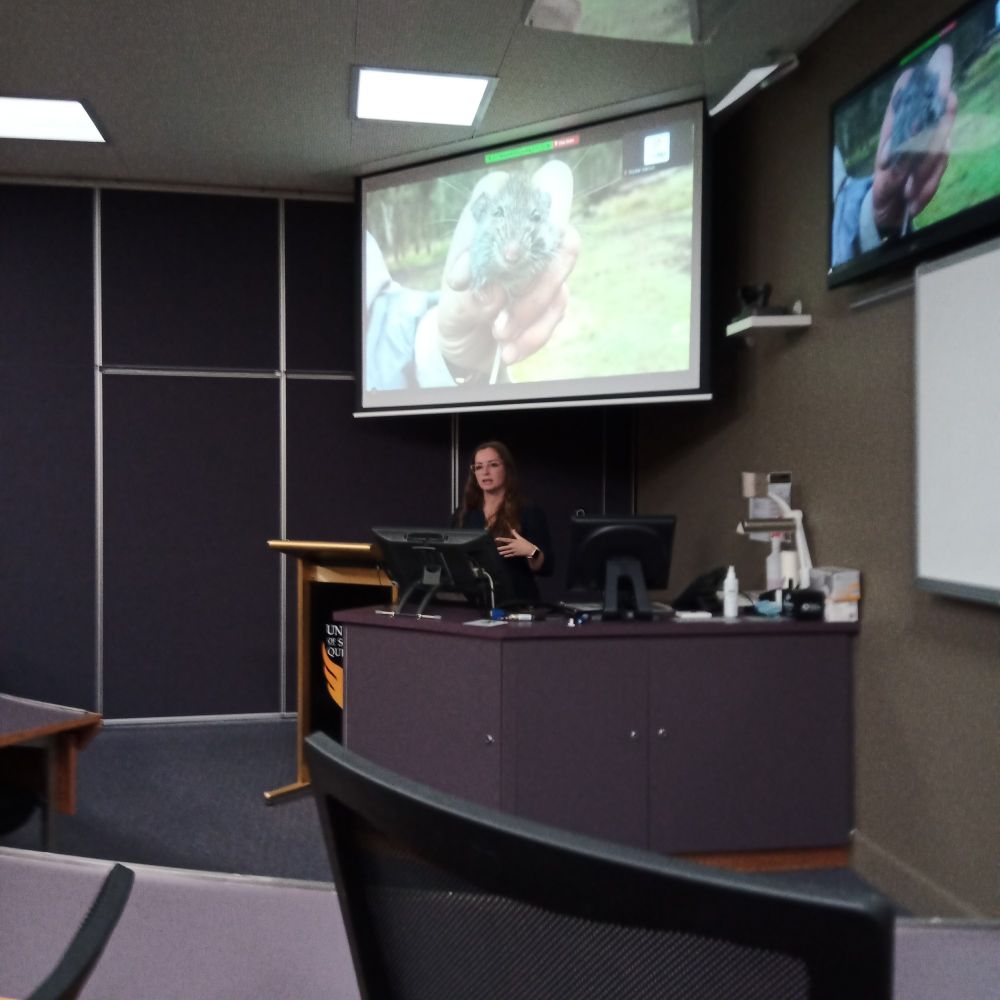 Dr Meg Edwards presenting on her research on underloved and underappreciated wildlife