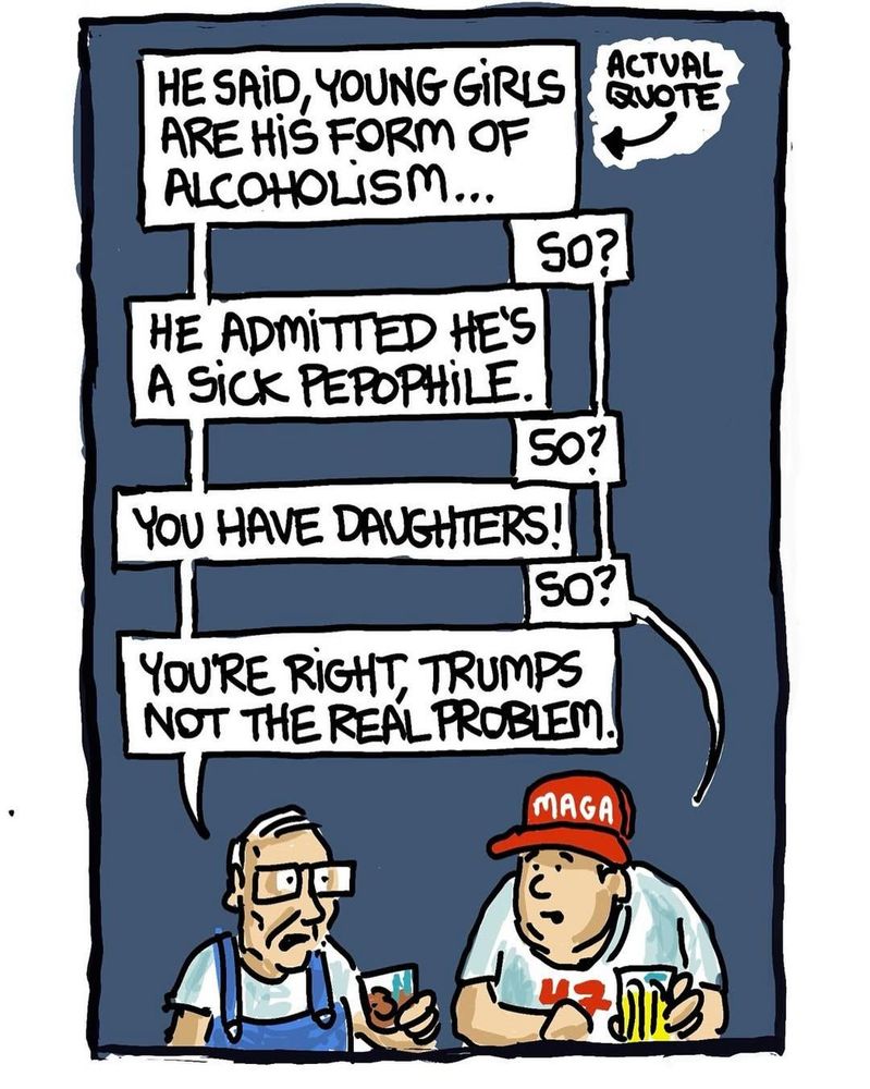 a cartoon showing that MAGA will accept whatever Trump says