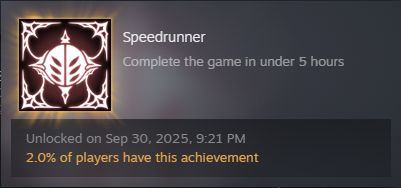 "Hollow Knight: Silksong" logro "Speedrun". Completa el juego por debajo de las 5 horas.