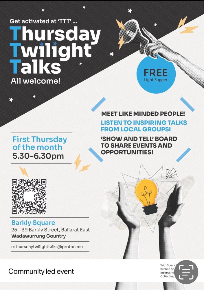#ballarat #BREAZE #June2025 
#GoodKarmaNetwork #FoodisFree 
#BarklySquare
#ThursdayTwilightTalks
#socialjustice
#sustainability
