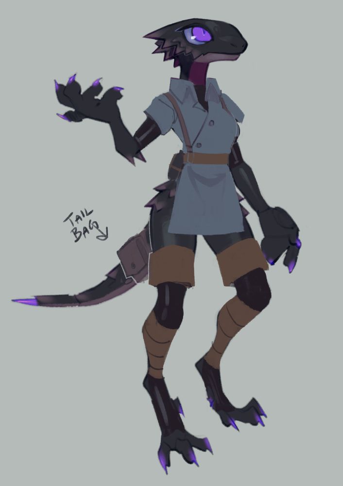 New lizard OC wearing her normal adventure attire for cartography