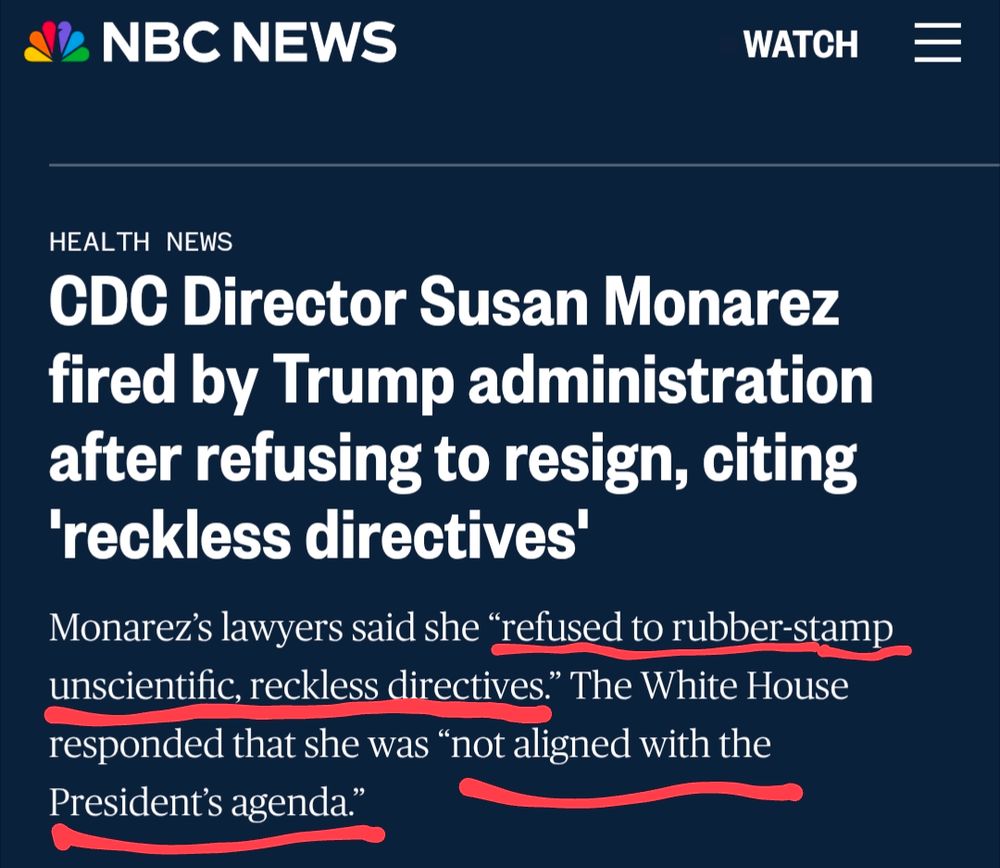Headline about fired CDC director