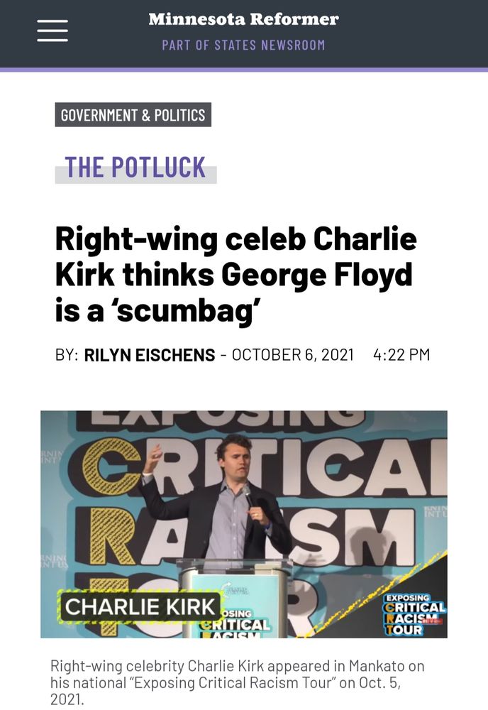 Charlie Kirk called George Floyd a Scumbag