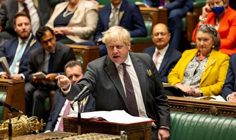 Boris Johnson during PMQs in 2021
