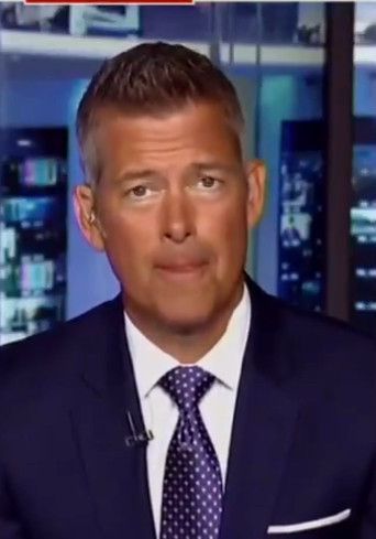 Transportation Secretary Sean Duffy being interviewed on Fox News on July 8, 2025 in full Trump-like face makeup.