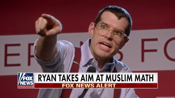Screenshot from "Veep": Fox News chyron "Ryan Takes Aim at Muslim Math"