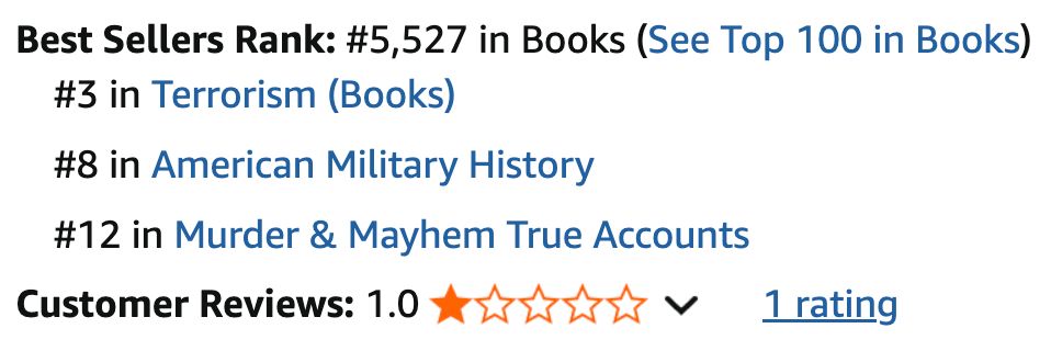 Jake Tapper's new book at #5,527 on Amazon. It has a sinhle review so far, which gave it 1 star out of 5. Womp, womp.