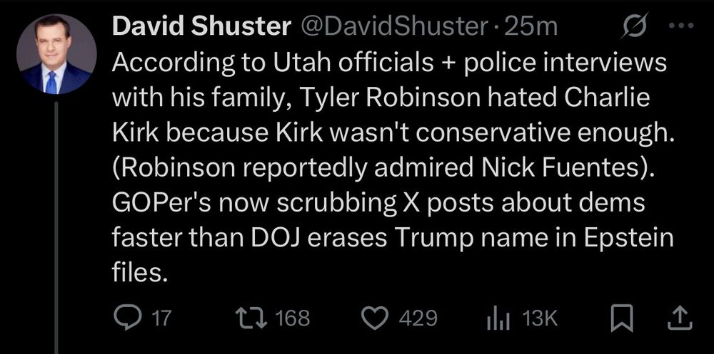 The shooter hated Charlie Kirk and admired Rick Fuentes. 