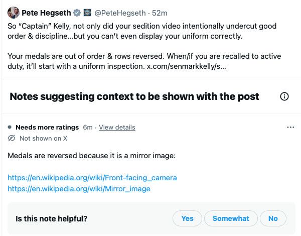 Mirror reversed on Kelly’s uniform medals 