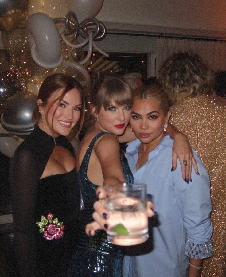 Taylor Swift, Becca Tilley and Hayley Kiyoko at Taylor's 2022 Grammy's afterparty 