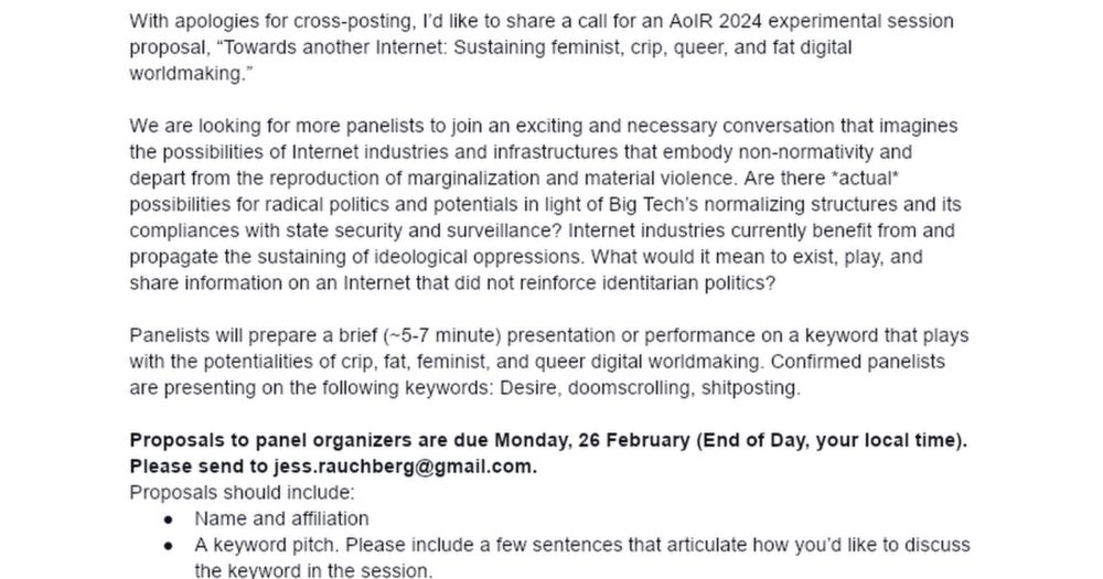 Call for Panelists: Towards another Internet (AoIR 2024)