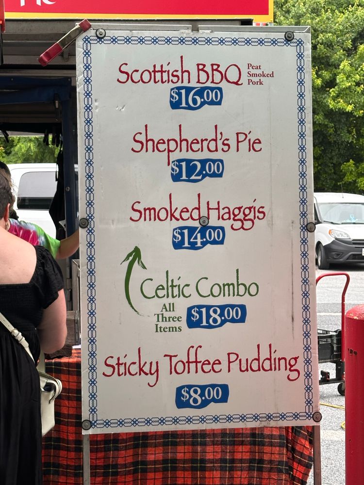Menu showi Scottish fare
