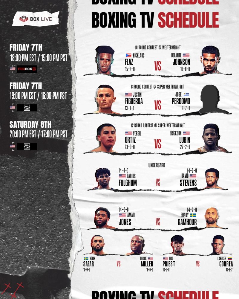 📺 This Week's Boxing TV Schedule 🇺🇸 & 🇬🇧 - 7th - 8th November 2025