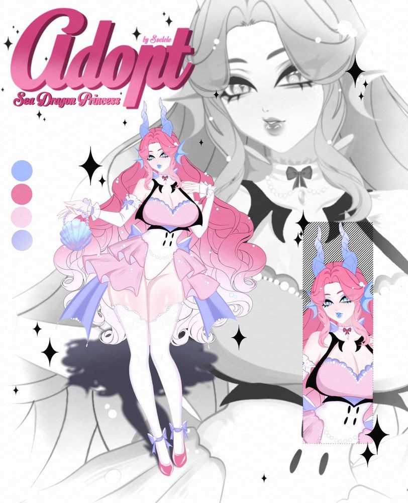 ♡SB: $5
♡MI: $5
♡AB:-

Bid Goals

$50-Commercial rights

 $80-full customization (You can change/add alternative colors for the character, add/remove minor design elements such as piercings, accessories, etc., slightly change the clothes etc.)

100$-Drawing the size of half the body ❗️(You choose a pose and an idea for the drawing. Or I can draw you a few different sketches and you choose the one you like more. )❗️

$120 - Custom outfit

$150 - Another custom outfit

$250 - + Half Body commission + second outfit ver.


Payment: 

🩵𝗕𝗢𝗢𝗦𝗧𝗬  {via BANK CARD/ CREDIT CARD} 
🩷𝗛𝗜𝗣𝗢𝗟𝗜𝗡𝗞 {via BANK CARD/ CREDIT CARD}

within 24 hours after the end of the auction!

