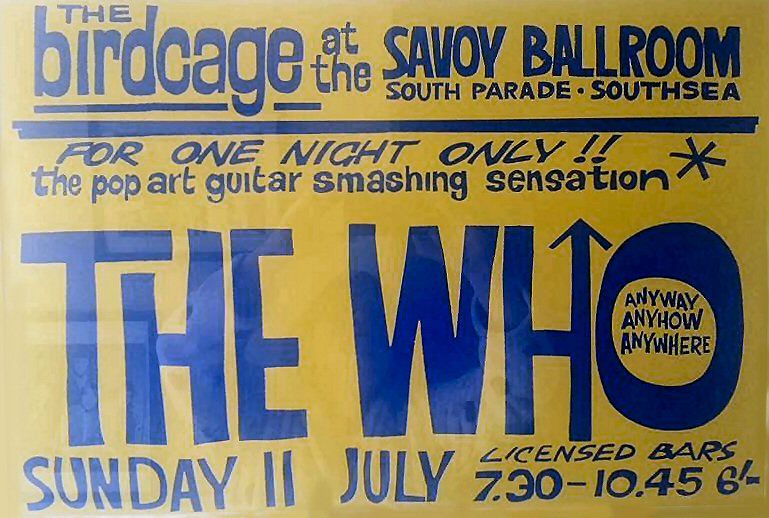 Poster for The Who at The Birdcage 11 July 1965.