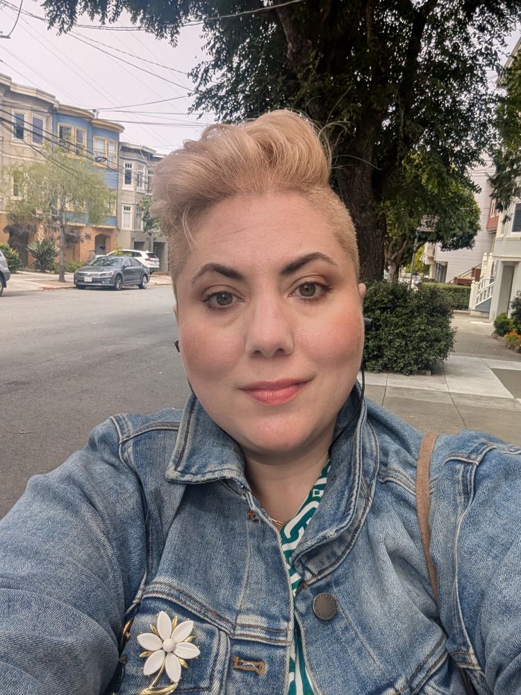 Selfie of a white woman with a mohawk 