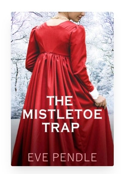 Cover of The Mistletoe Trap by Eve Pendle. A woman wearing a red dress, seen from behind.