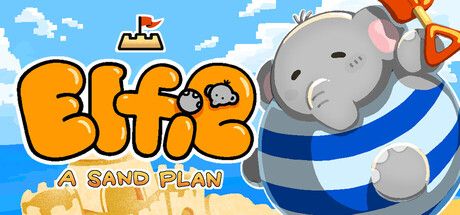 ElfiE A Sand Plan cartoon elephant in a bathing suit