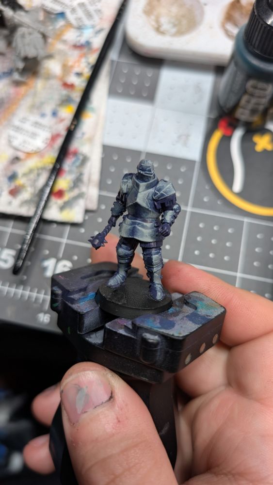 A 1490 doom knight painted in a non metallic metal style