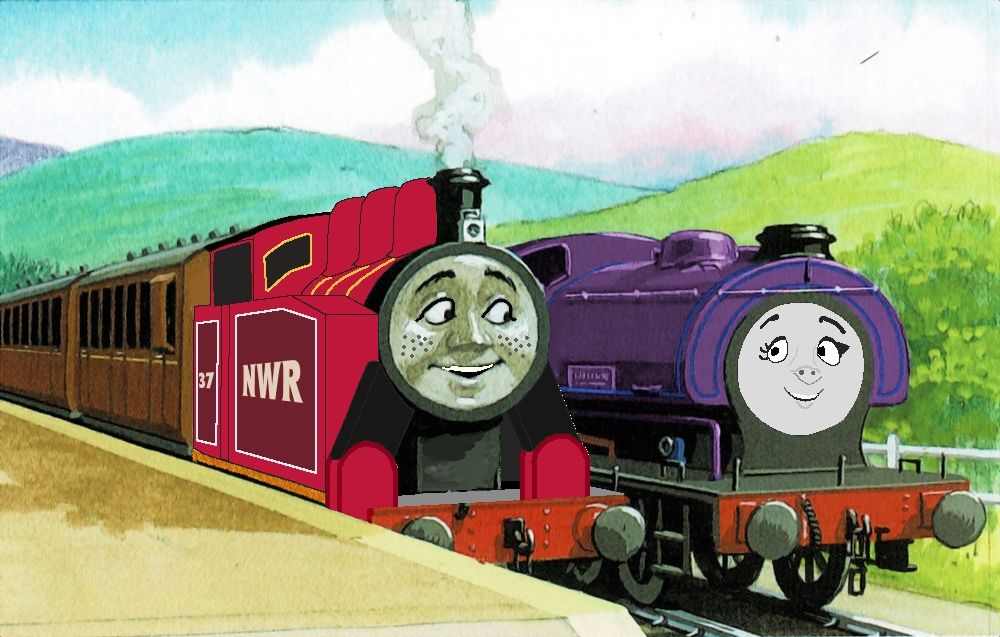 A Railway Series edit of NWR's 37 and 70 (Rosie and Charlotte respectively).

The edit was based off a Clive Spong illustration of Thomas and Wilbert, with Charlotte's face being modified from Mavis's final face in "Toby's Tightrope".
Charlotte is my character, I own nothing else.