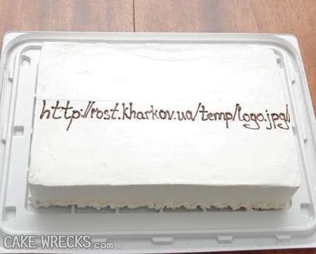 Cake with a URL written on it