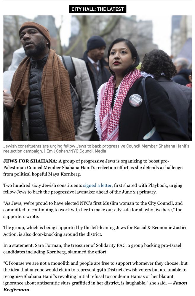 Hopefully OCR politico article! With photo of Shahana and Jumaane  