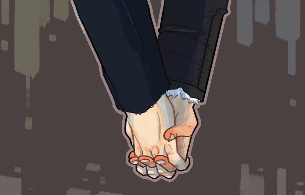 digital artwork, a follow up image depicting the hand hold between newton and hermann.