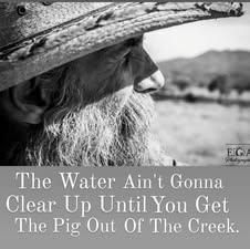 The water ain't gonna clear up until you get the pig out of the creek.